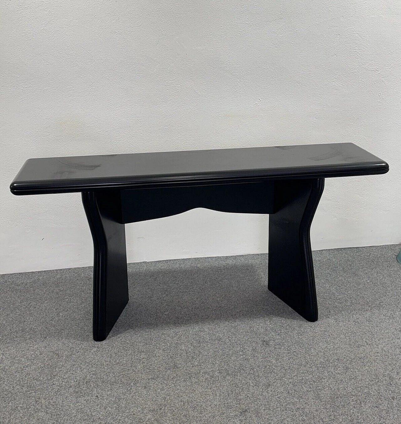 Black lacquered wood extendable console table, 1980s 5