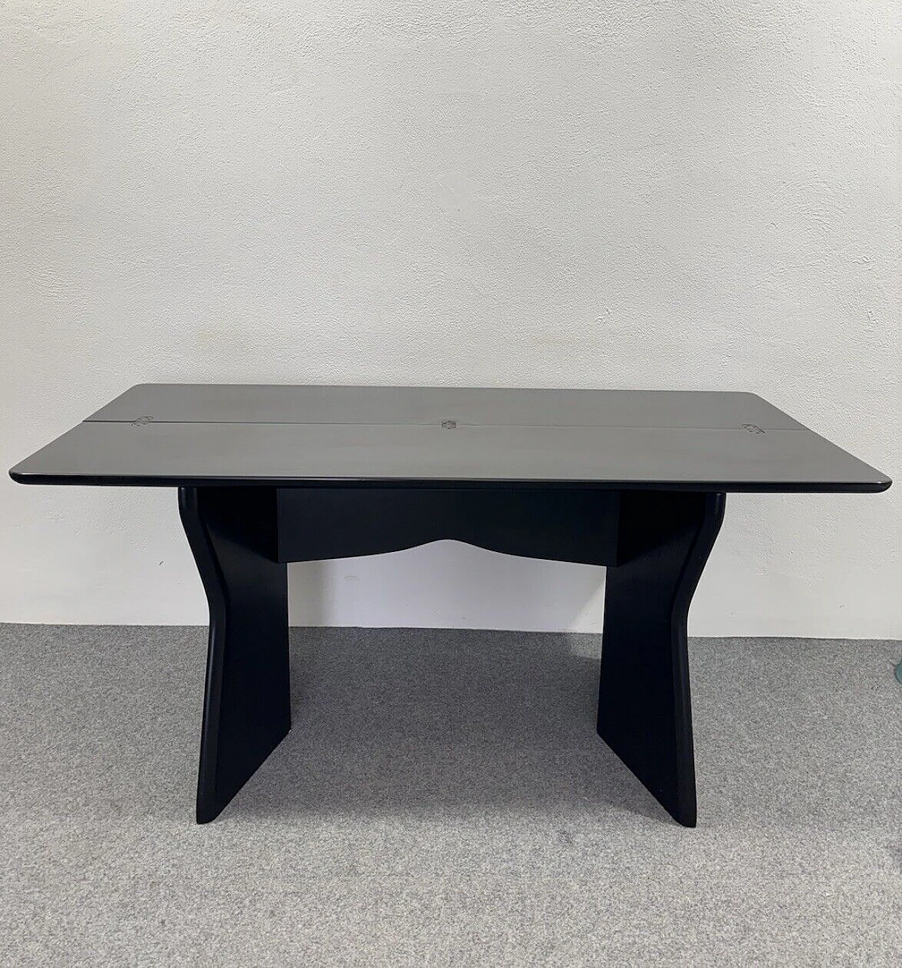 Black lacquered wood extendable console table, 1980s 11