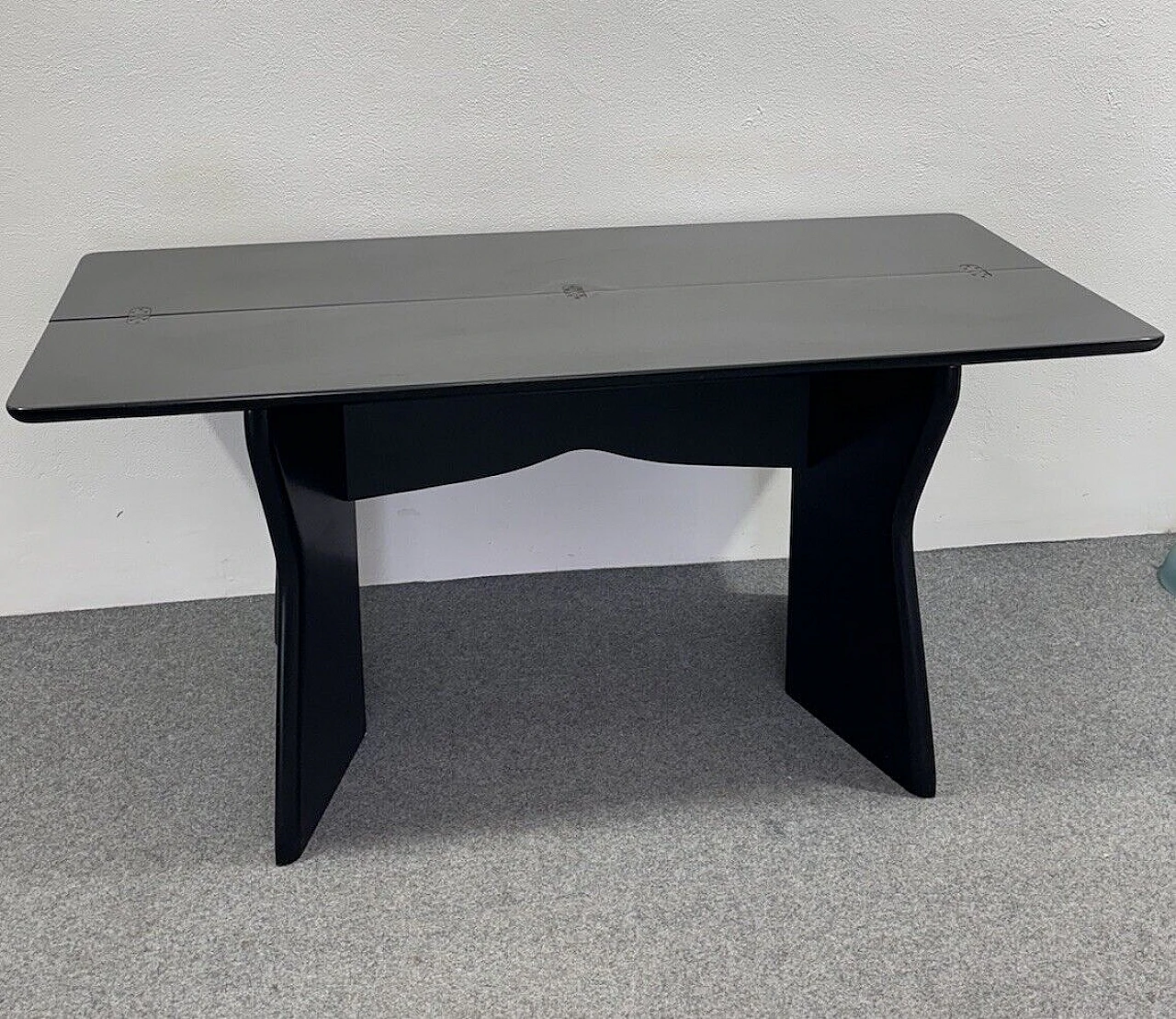 Black lacquered wood extendable console table, 1980s 12