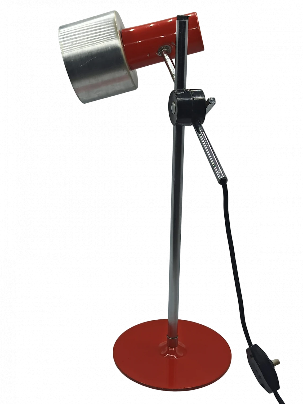 Adjustable table lamp in red metal & aluminum by Stilnovo, 1960s 7