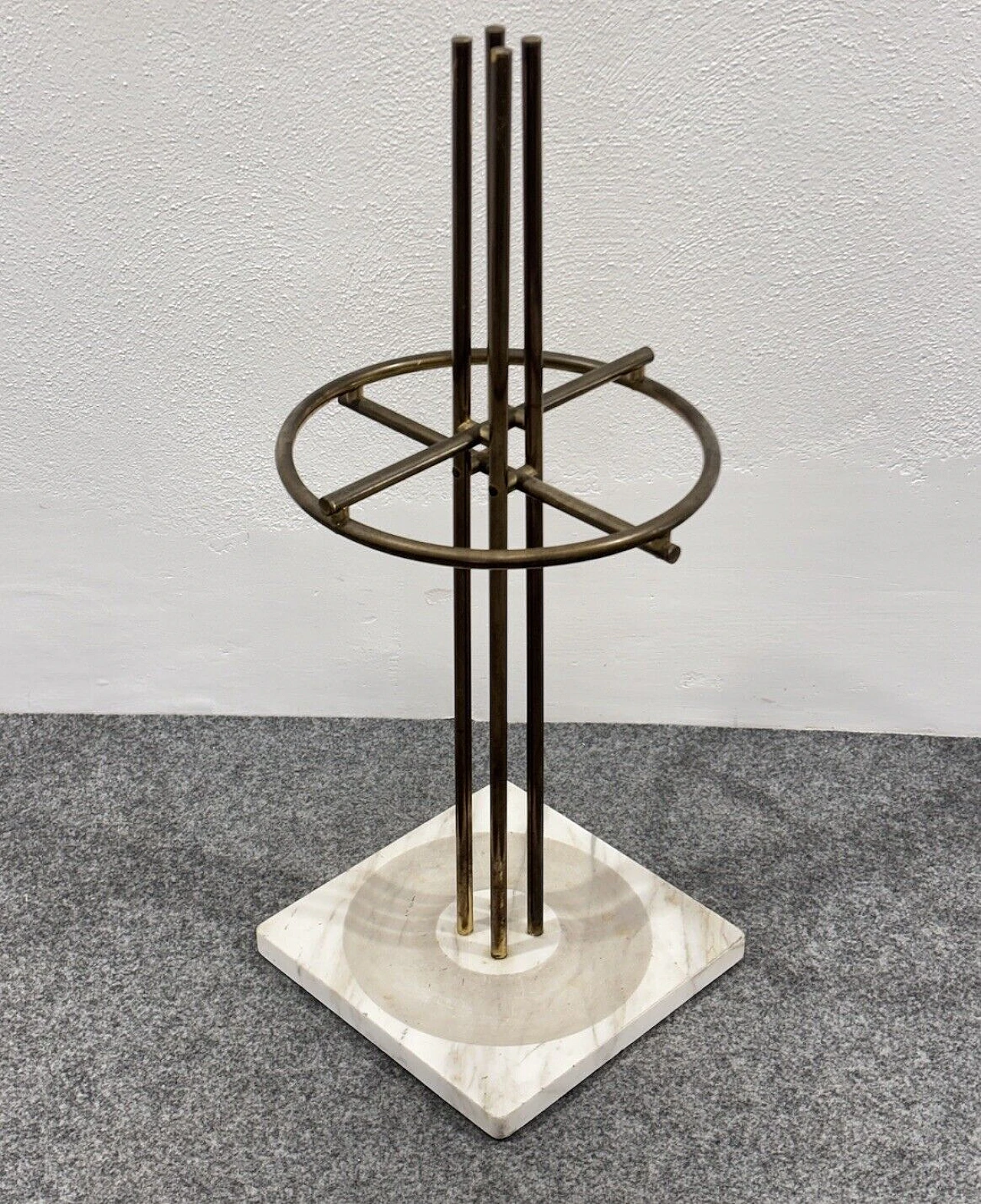 Marble and brass umbrella stand by Renato Zevi for Metalarte 1