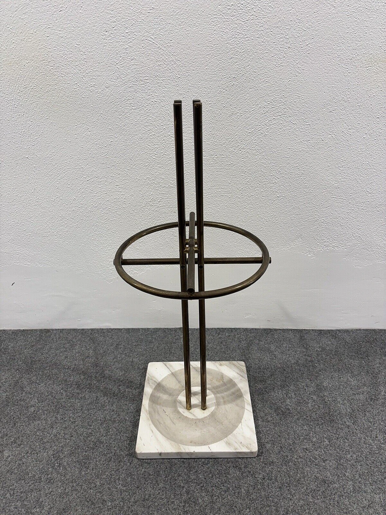 Marble and brass umbrella stand by Renato Zevi for Metalarte 5