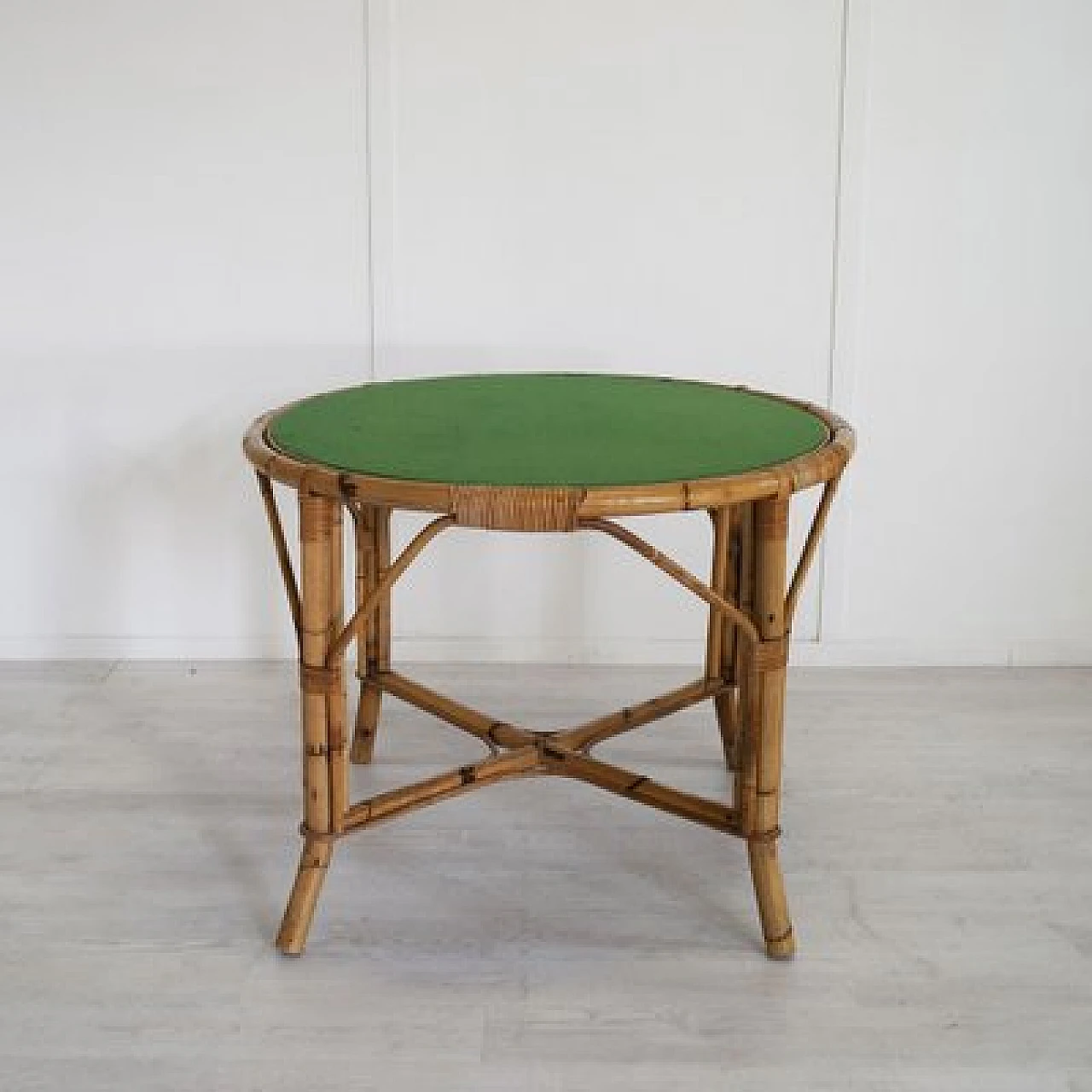 Bamboo table with glass top, 1960s 4