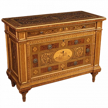 Inlaid Louis XVI-style chest of drawers, 1960s