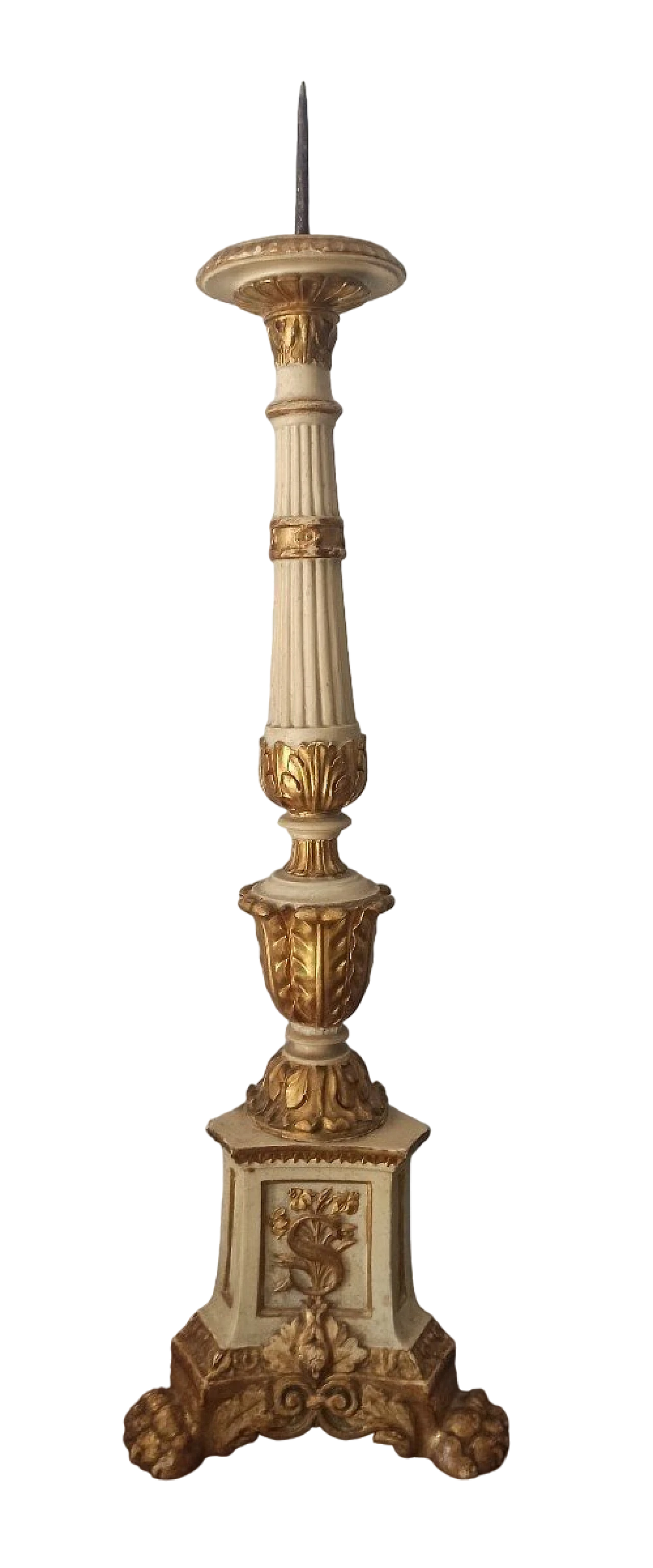 Tuscan lacquered and gilded wood candlestick, late 18th century 2