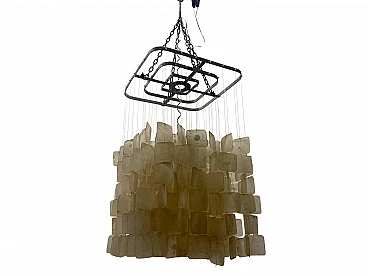 Mother of pearl chandelier with chromed frame by Verner Panton, 1960s