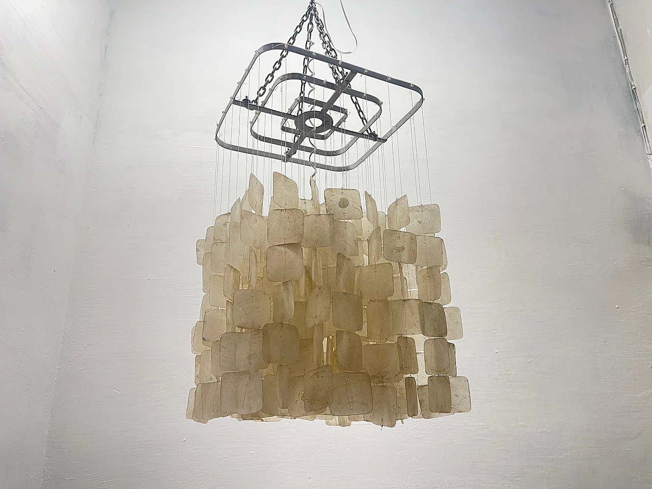 Mother of pearl chandelier with chromed frame by Verner Panton, 1960s 3