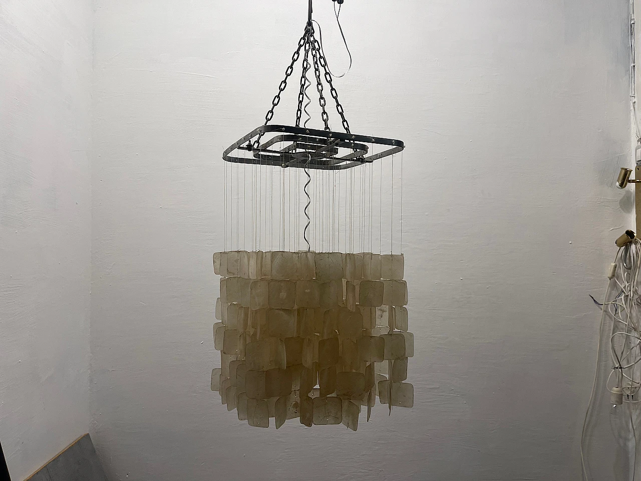 Mother of pearl chandelier with chromed frame by Verner Panton, 1960s 11