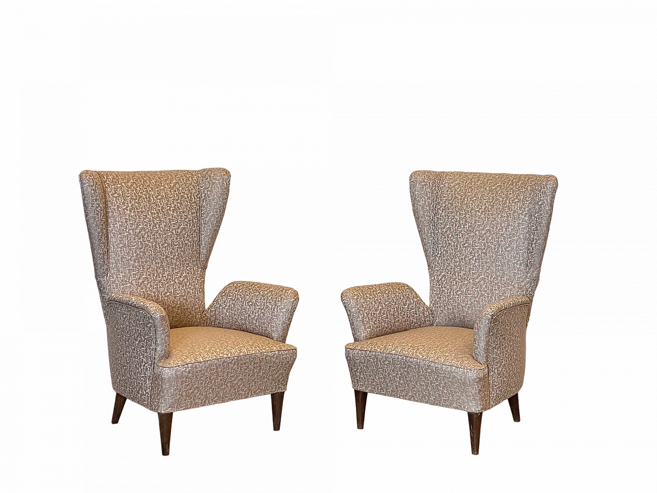 Pair of armchairs with beige fabric in the style of Paolo Buffa, 1940s 20