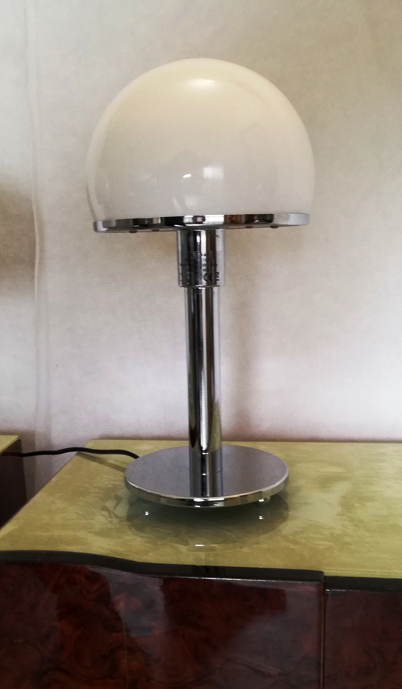 Pair of Bauhaus style metal and glass table lamps, 1990s 10