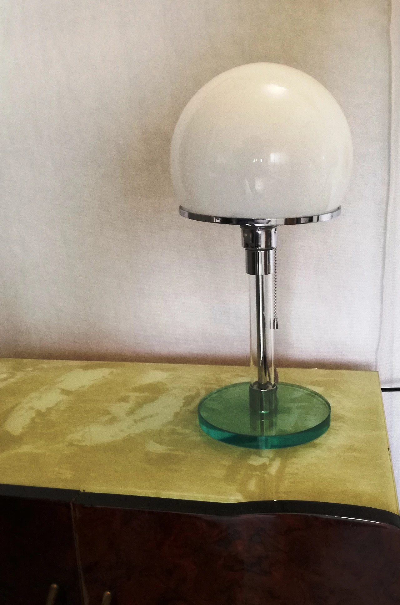 Pair of Bauhaus style metal and glass table lamps, 1990s 11