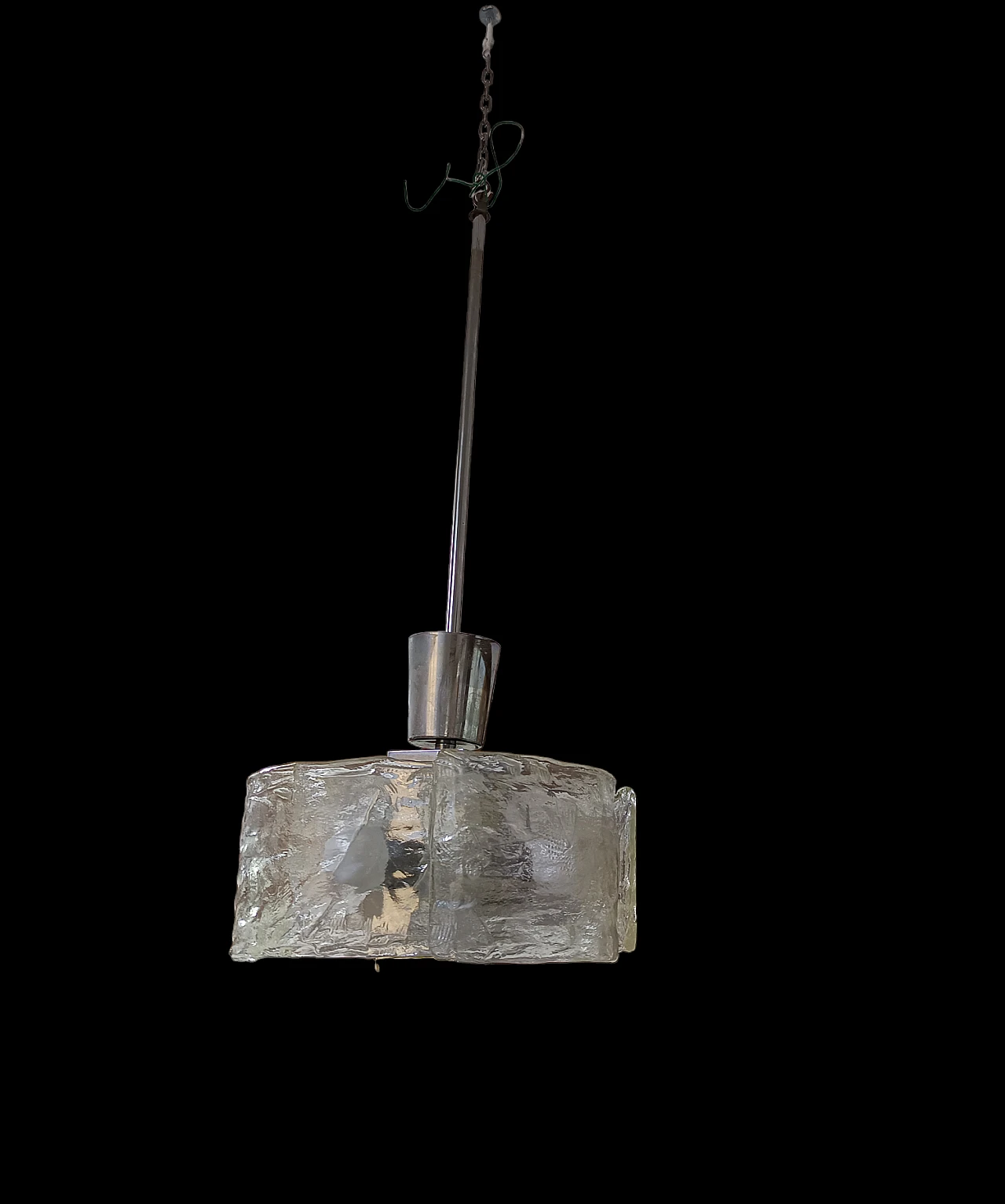 Ceiling lamp in Murano glass with steel stem by Mazzega, 1960s 2