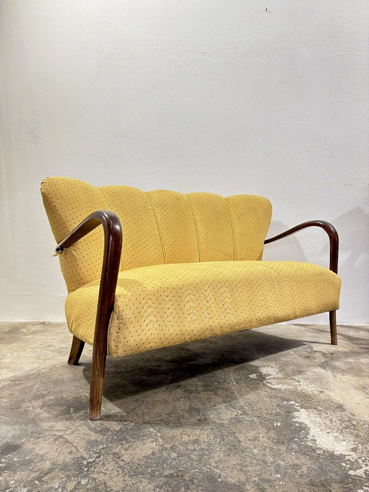 Bent wood and fabric sofa by Malatesta & Masson, 1950s 1