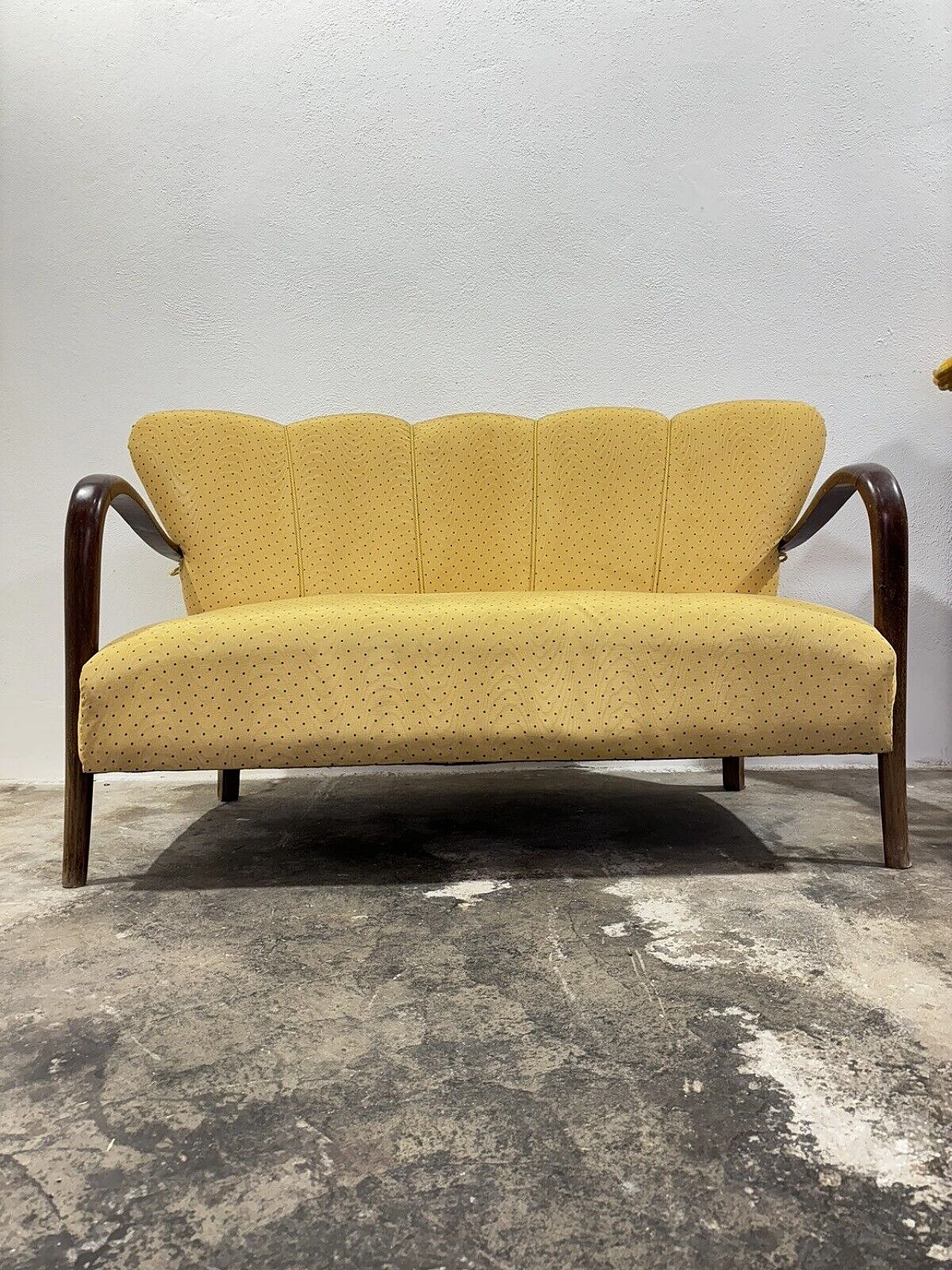 Bent wood and fabric sofa by Malatesta & Masson, 1950s 3