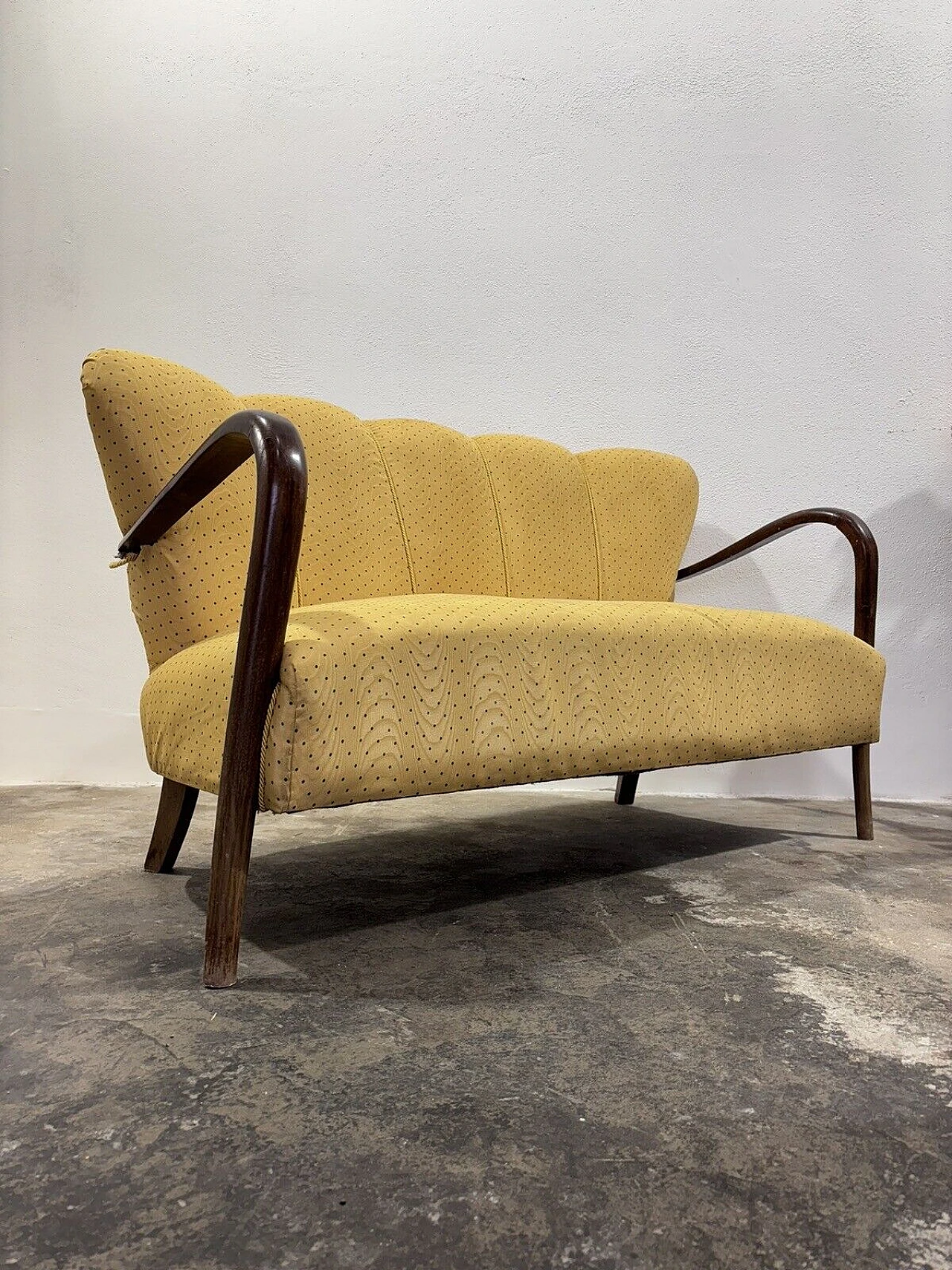 Bent wood and fabric sofa by Malatesta & Masson, 1950s 7