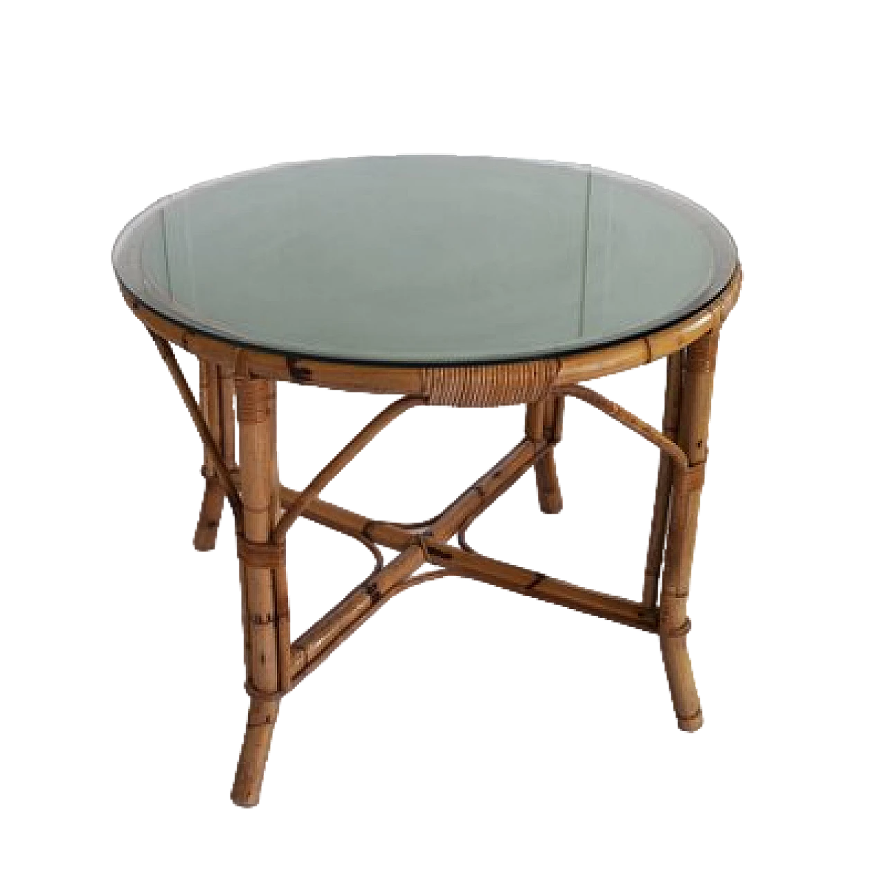 Bamboo table with glass top, 1960s 7