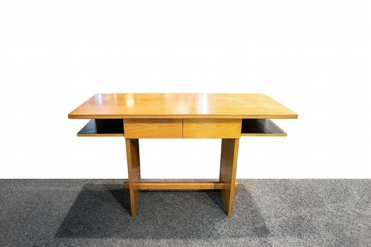 Two-drawer wooden desk with chair, 1970s 2