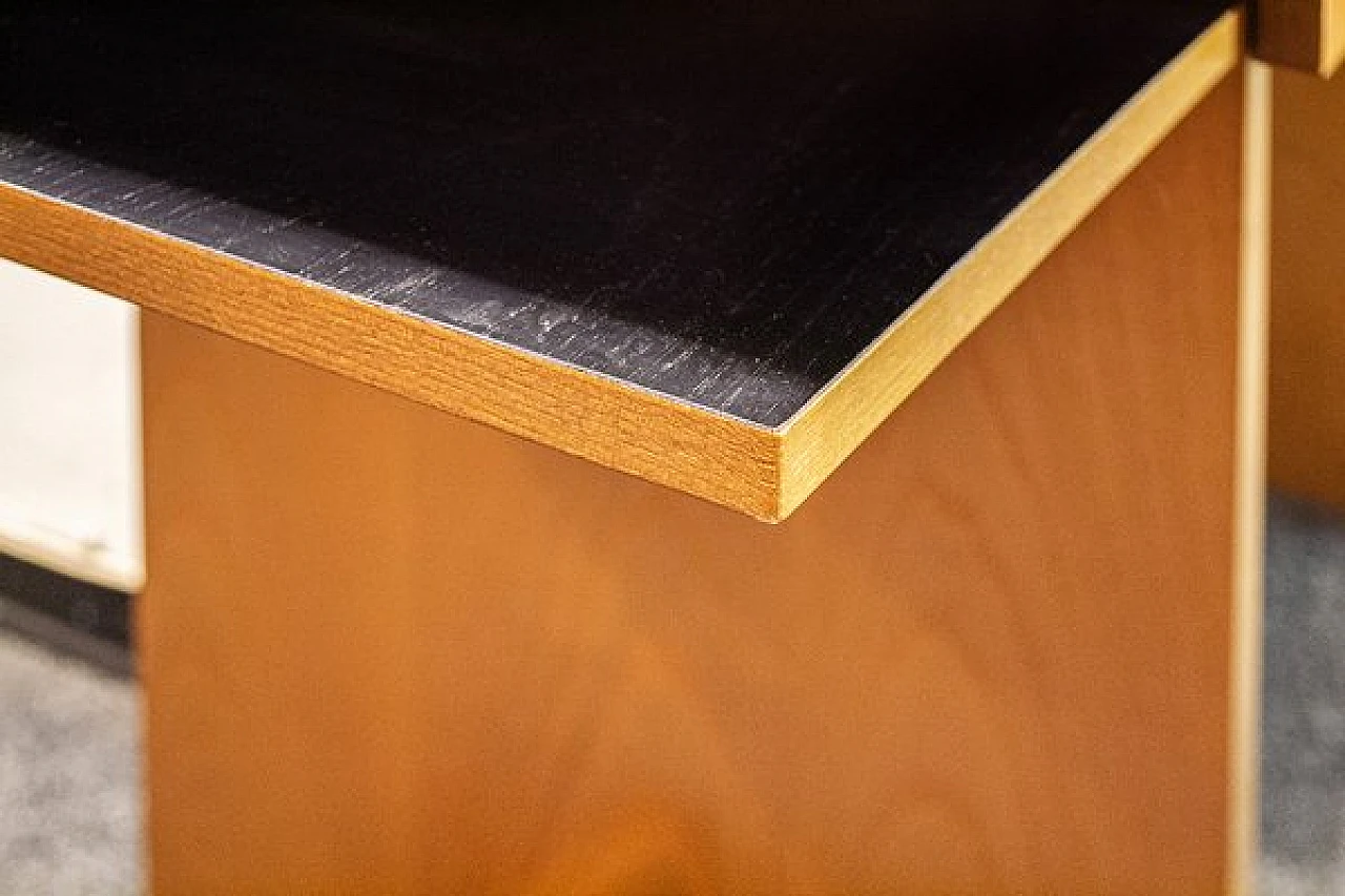 Two-drawer wooden desk with chair, 1970s 3