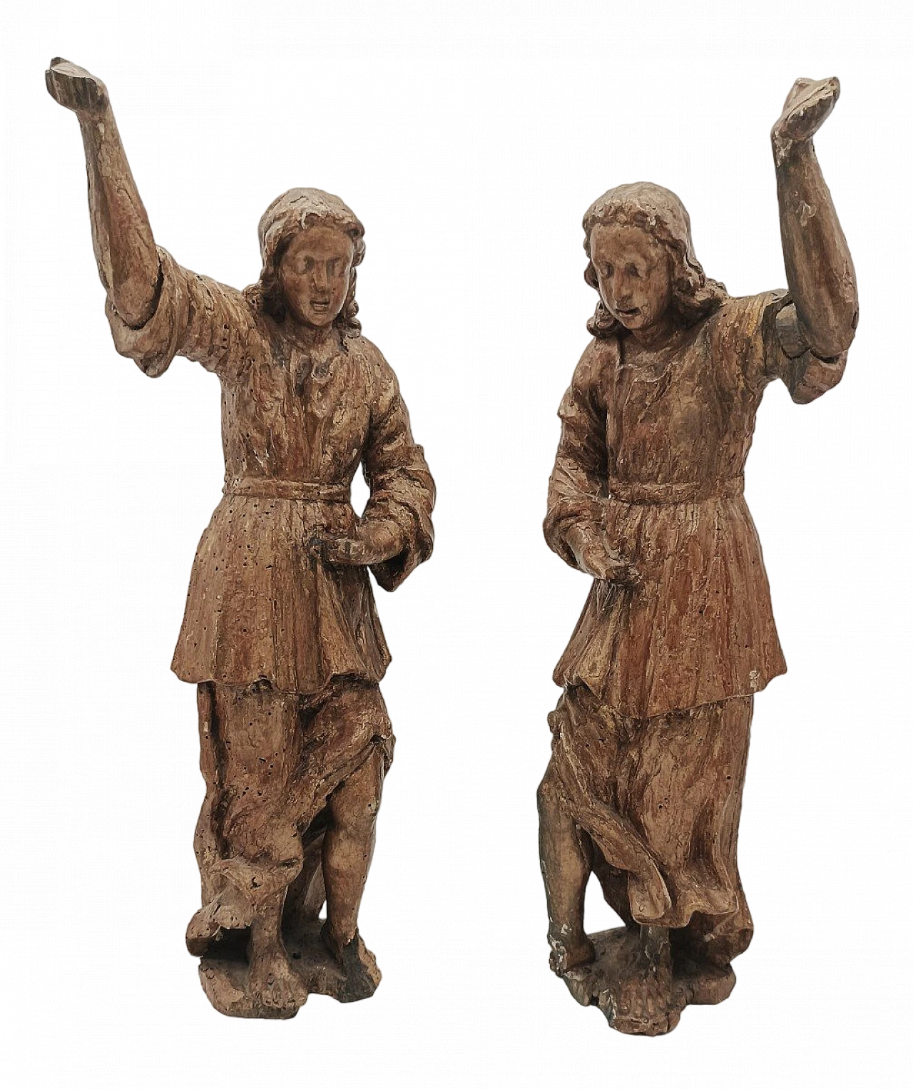 Pair of Tuscan gilded wood angel sculptures, late 17th century 2