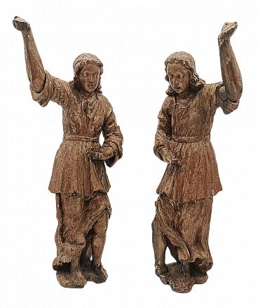 Pair of Tuscan gilded wood angel sculptures, late 17th century
