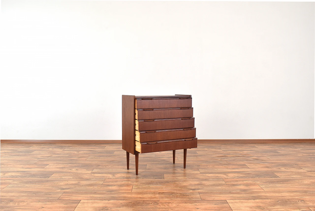 Danish teak five-compartment chest of drawers, 1960s 4