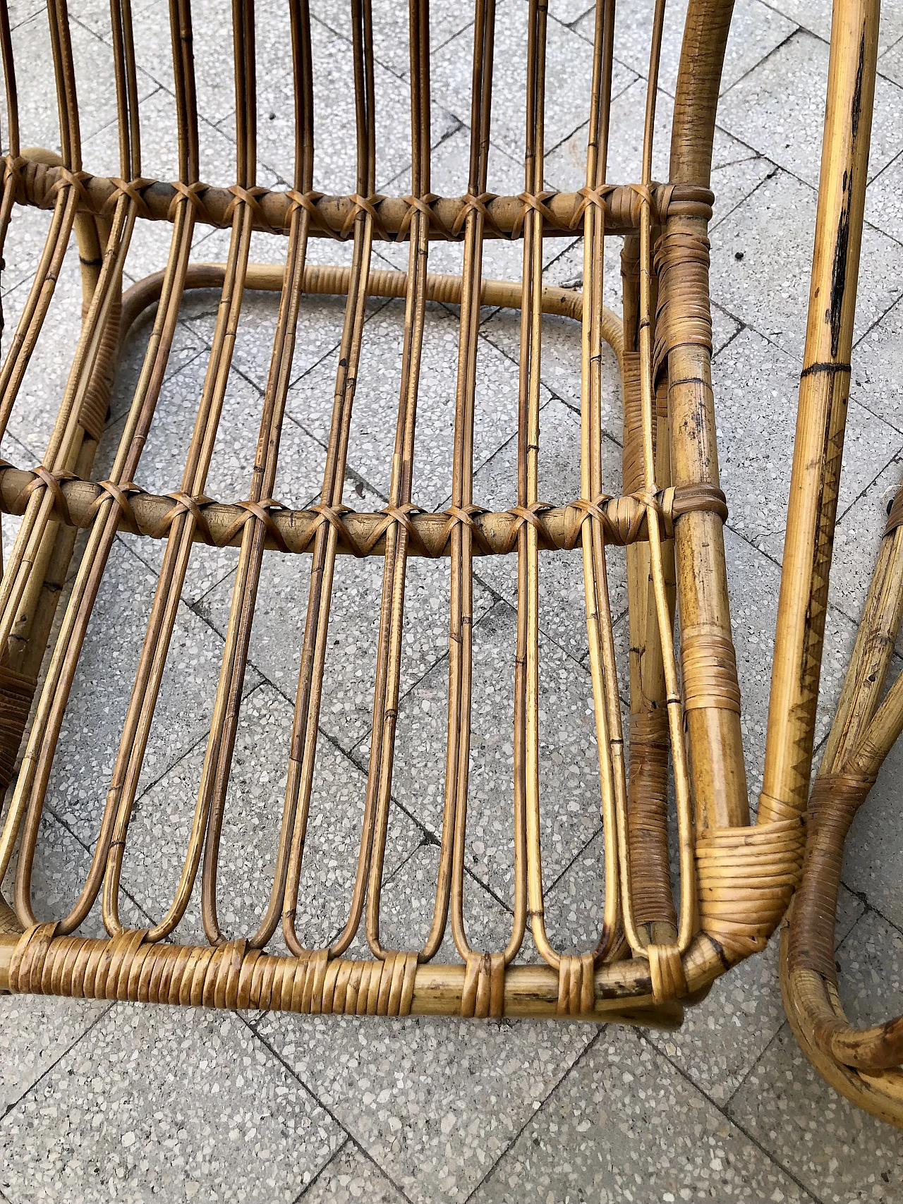 Pair of rattan armchairs, 1950s 4