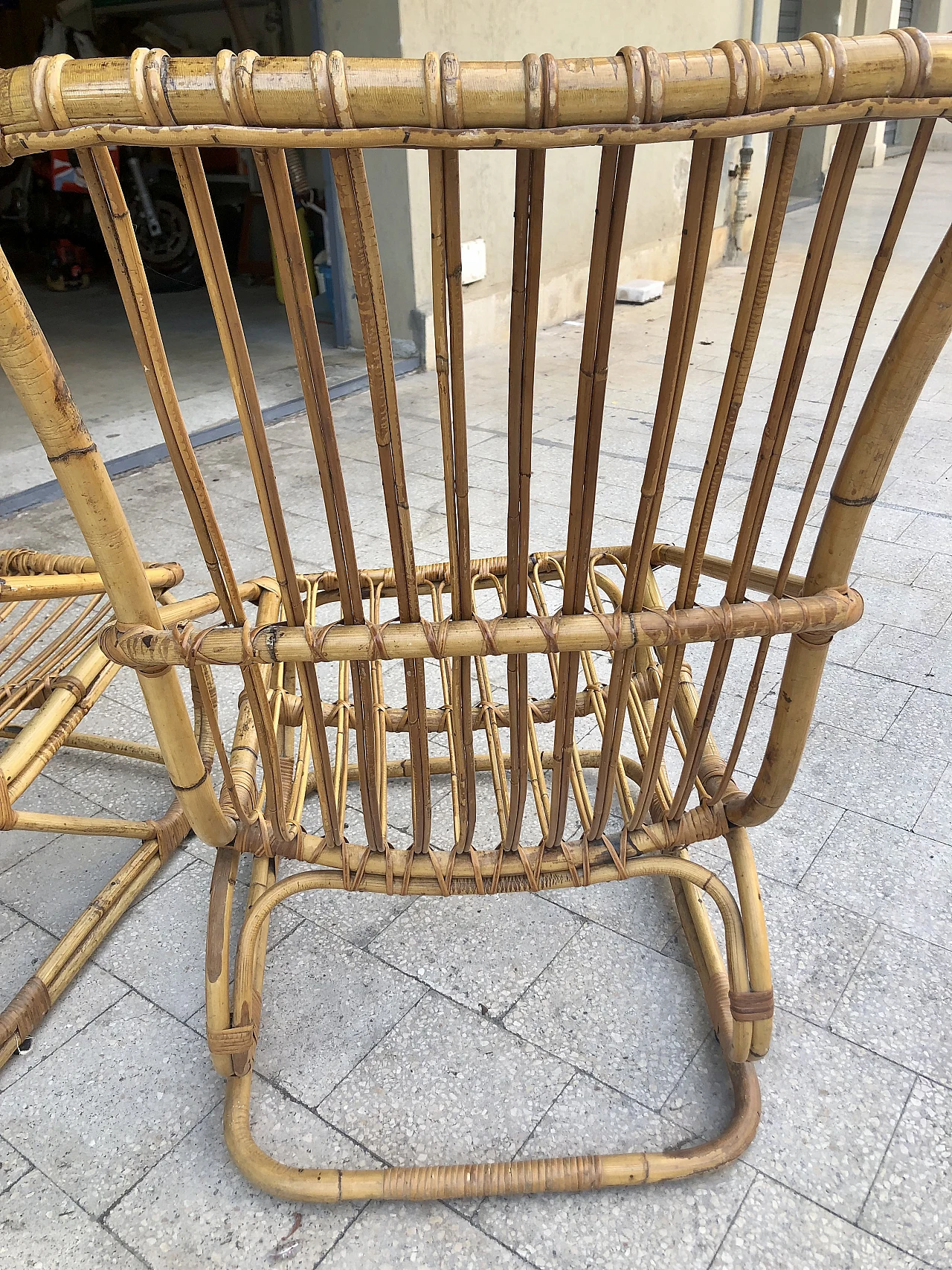 Pair of rattan armchairs, 1950s 7