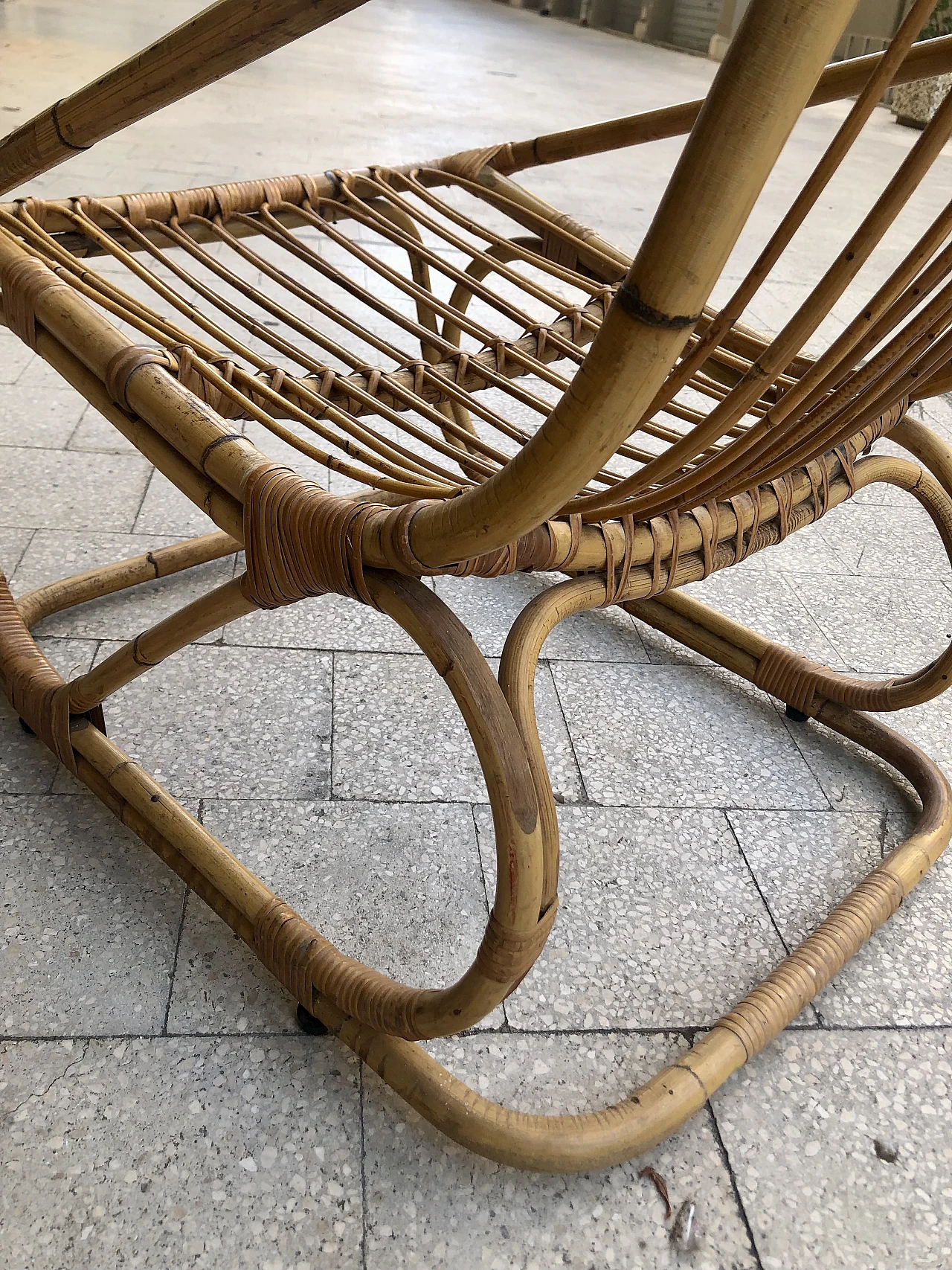 Pair of rattan armchairs, 1950s 9