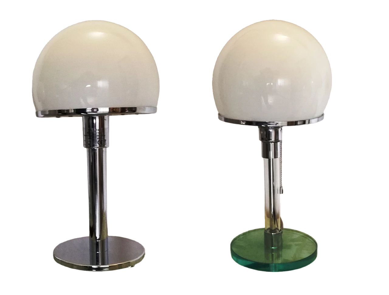 Pair of Bauhaus style metal and glass table lamps, 1990s 17