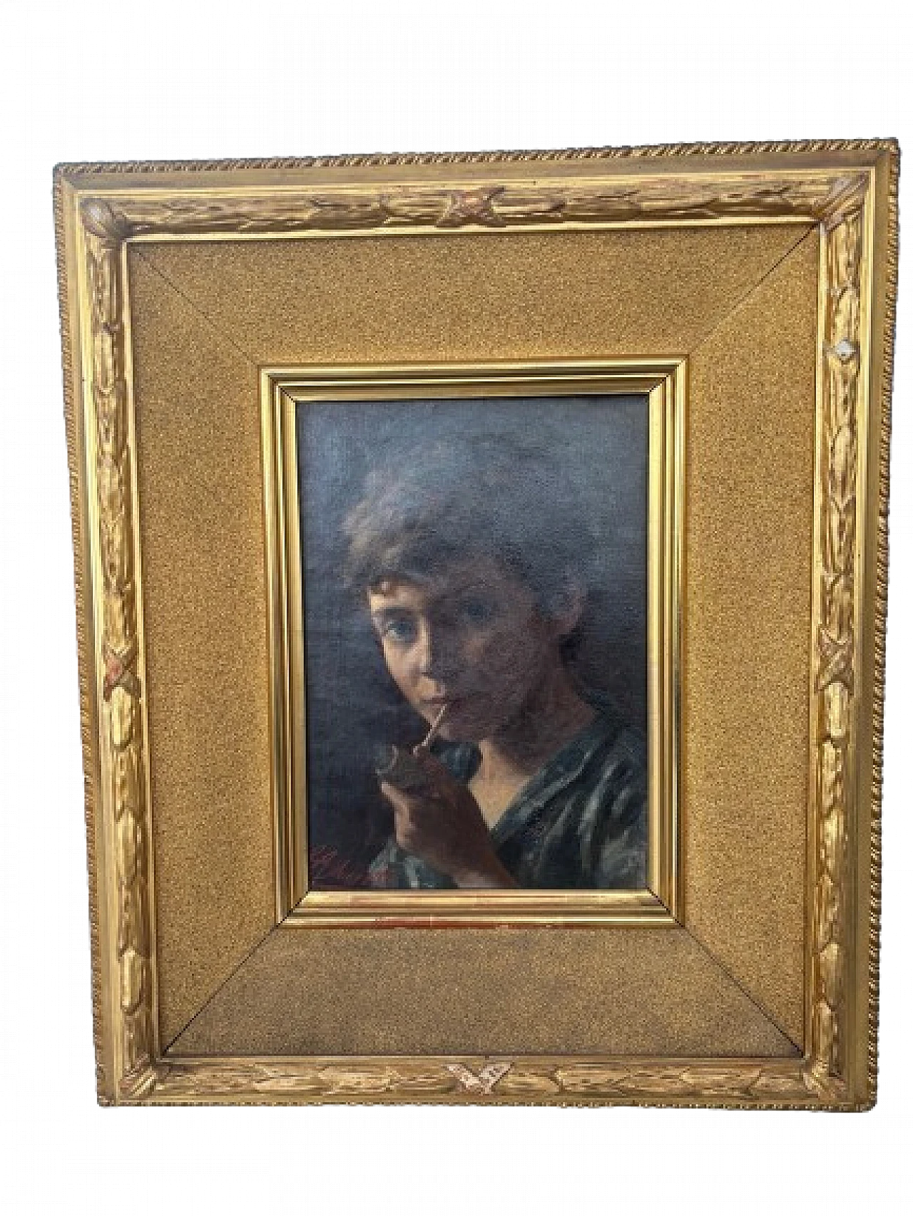 Painting of a young man smoking a pipe, early 20th century 1