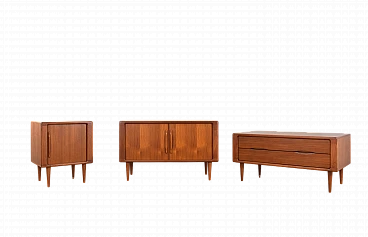 Teak sideboard, chest of drawers and cabinet by Dyrlund, 1960s