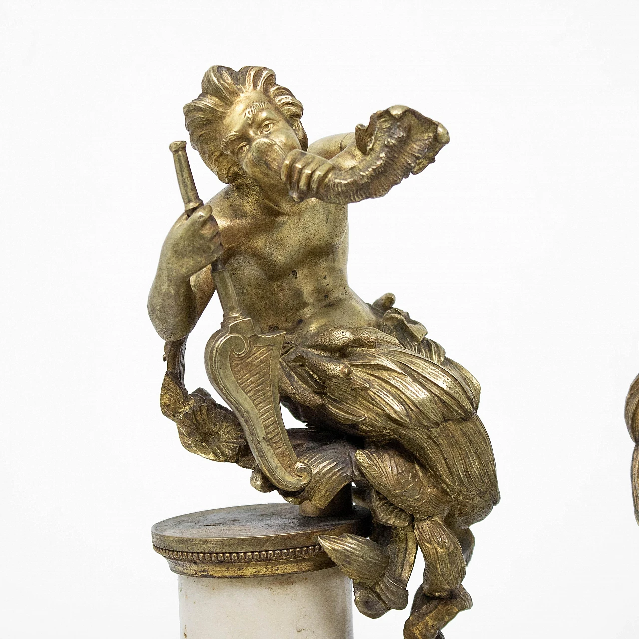 Pair of bronze sculptures of Nereid and Triton, 19th century 5