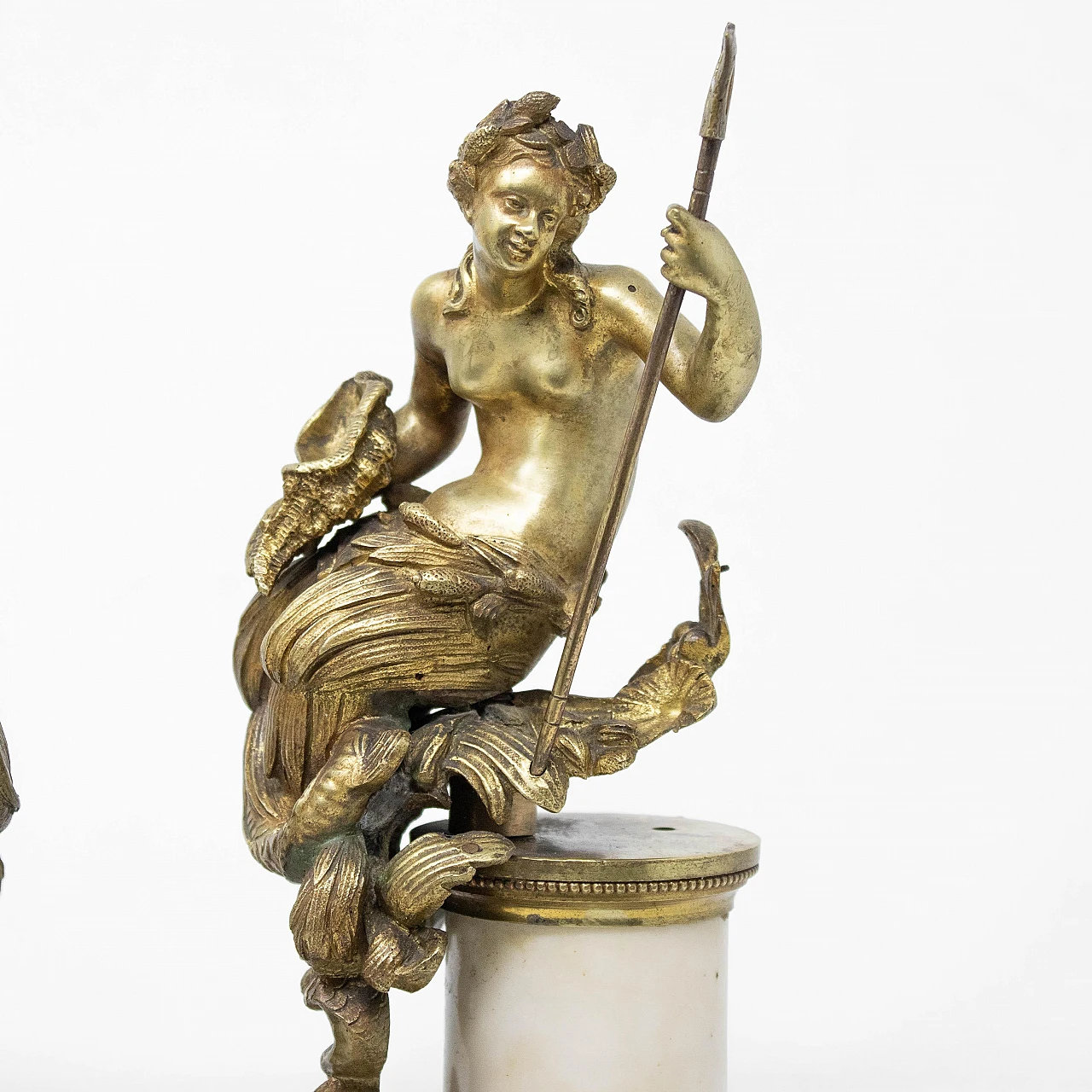 Pair of bronze sculptures of Nereid and Triton, 19th century 6
