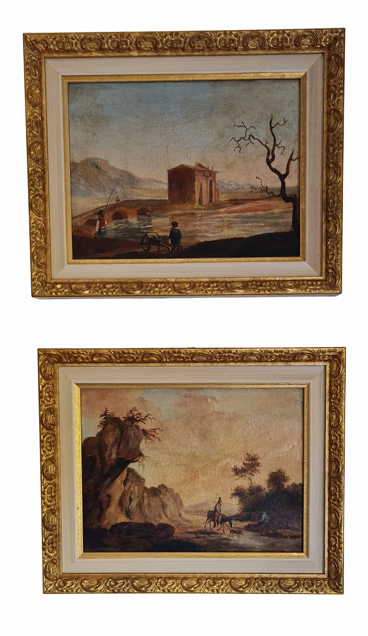 Coppia dipinti francesi, olio su tela, fine XVIII° 18