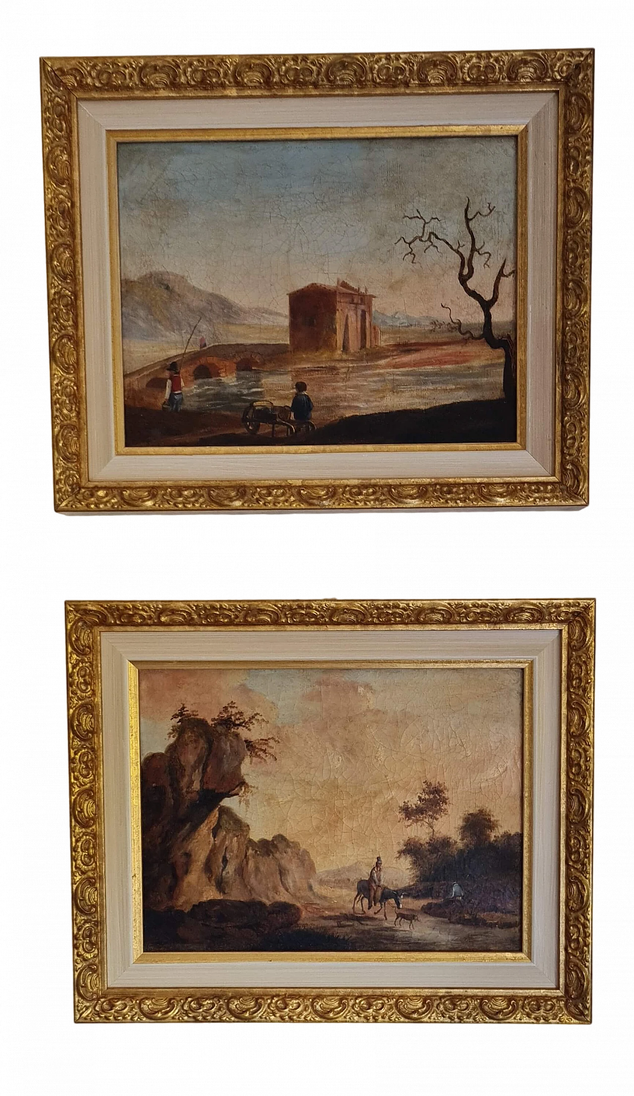 Pair of landscape paintings, oil on canvas, '700 18