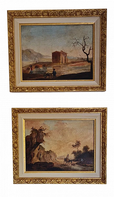 Pair of landscape paintings, oil on canvas, '700
