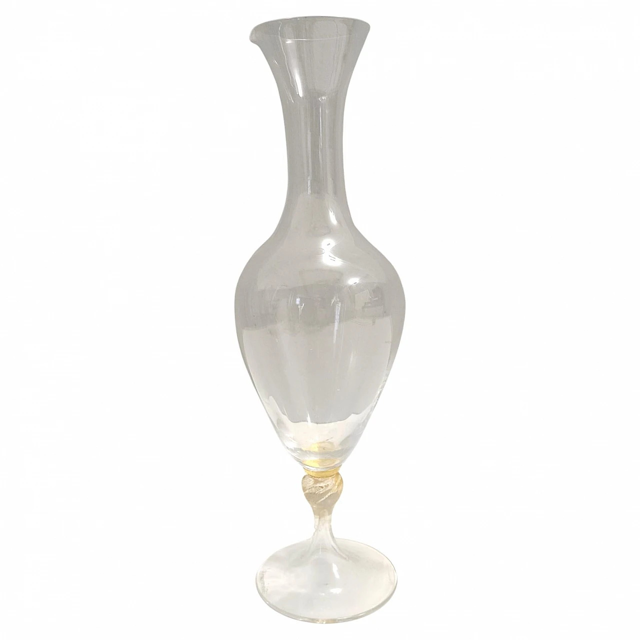 Transparent glass vase with gilded detail by La Murrina, 1980s 1