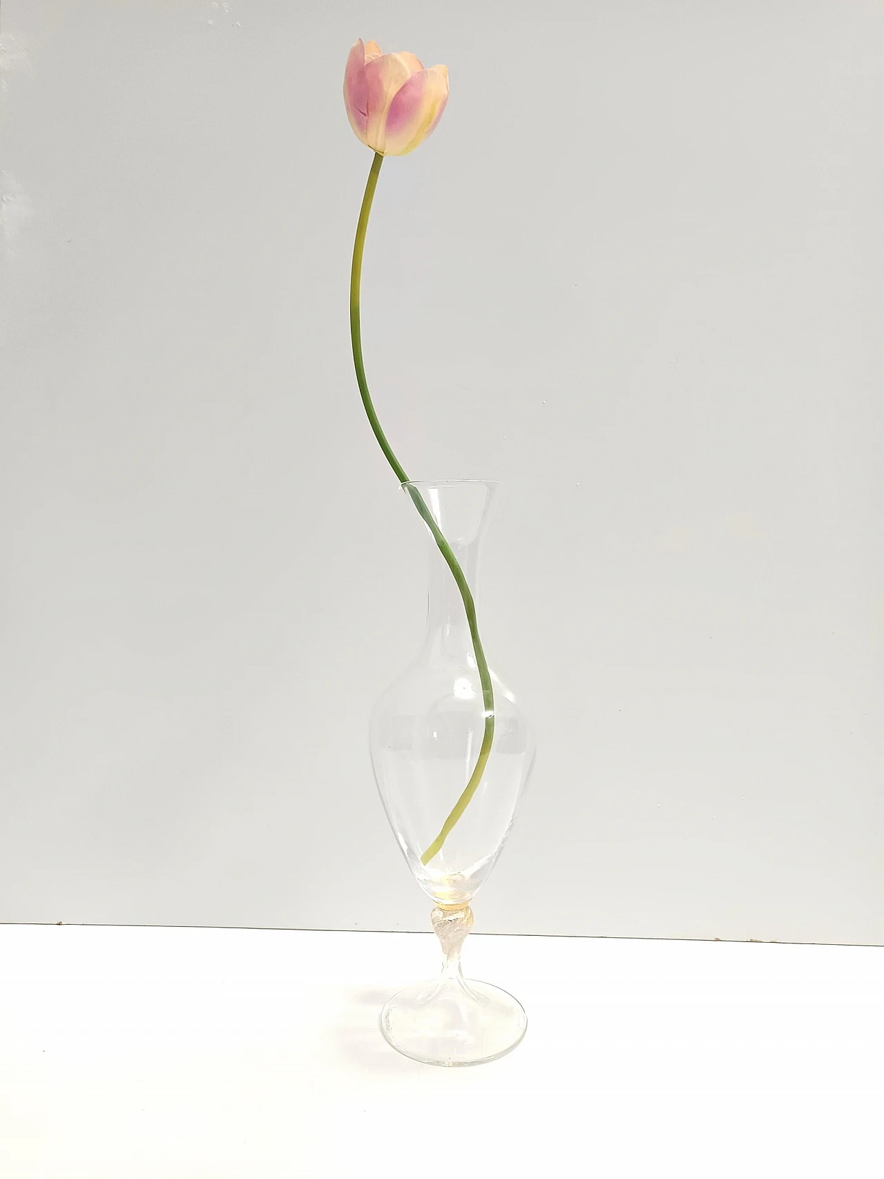 Transparent glass vase with gilded detail by La Murrina, 1980s 2