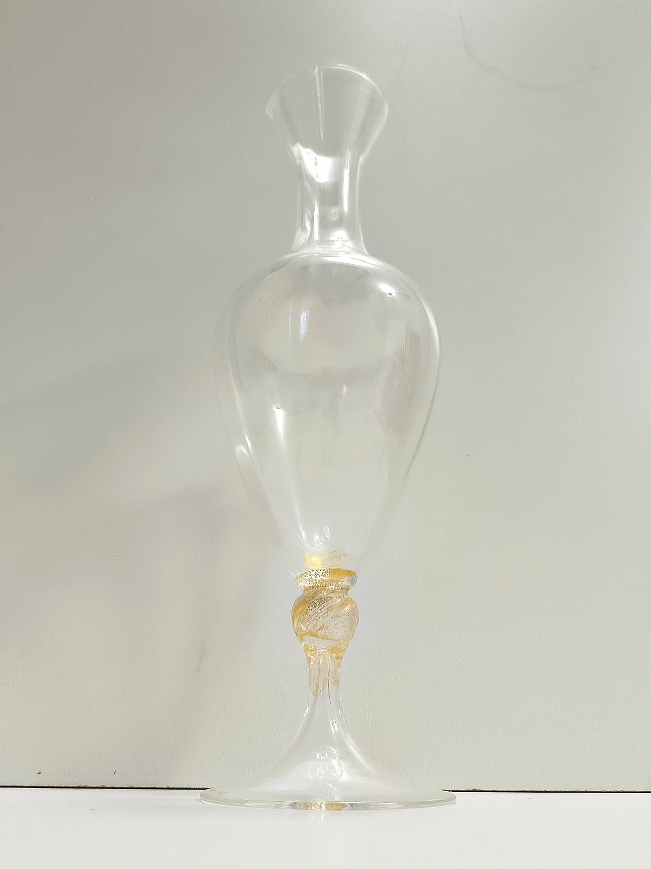 Transparent glass vase with gilded detail by La Murrina, 1980s 5