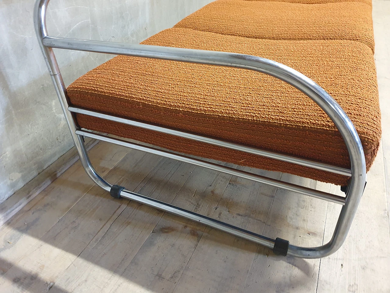 Bauhaus chromed metal and fabric sofa by Kovona, 1930s 5