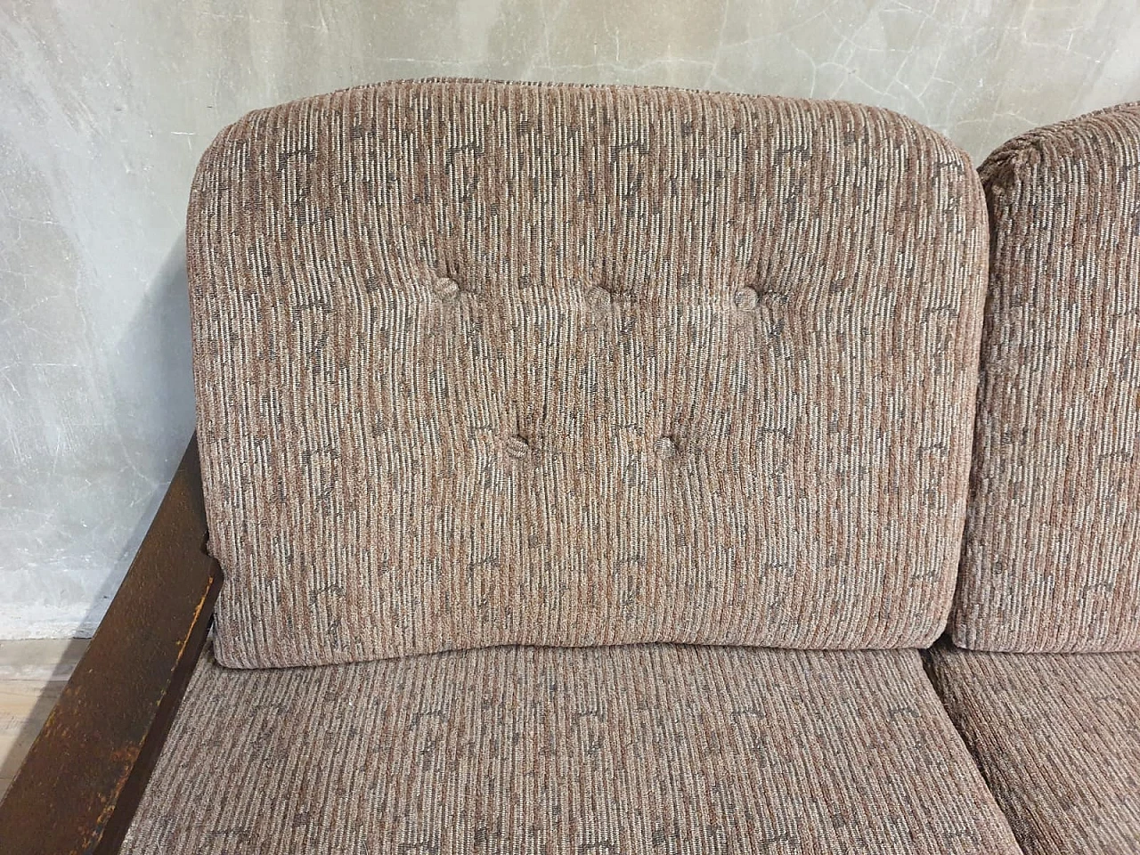 Scandinavian style three-seater beech and fabric sofa, 1980s 4