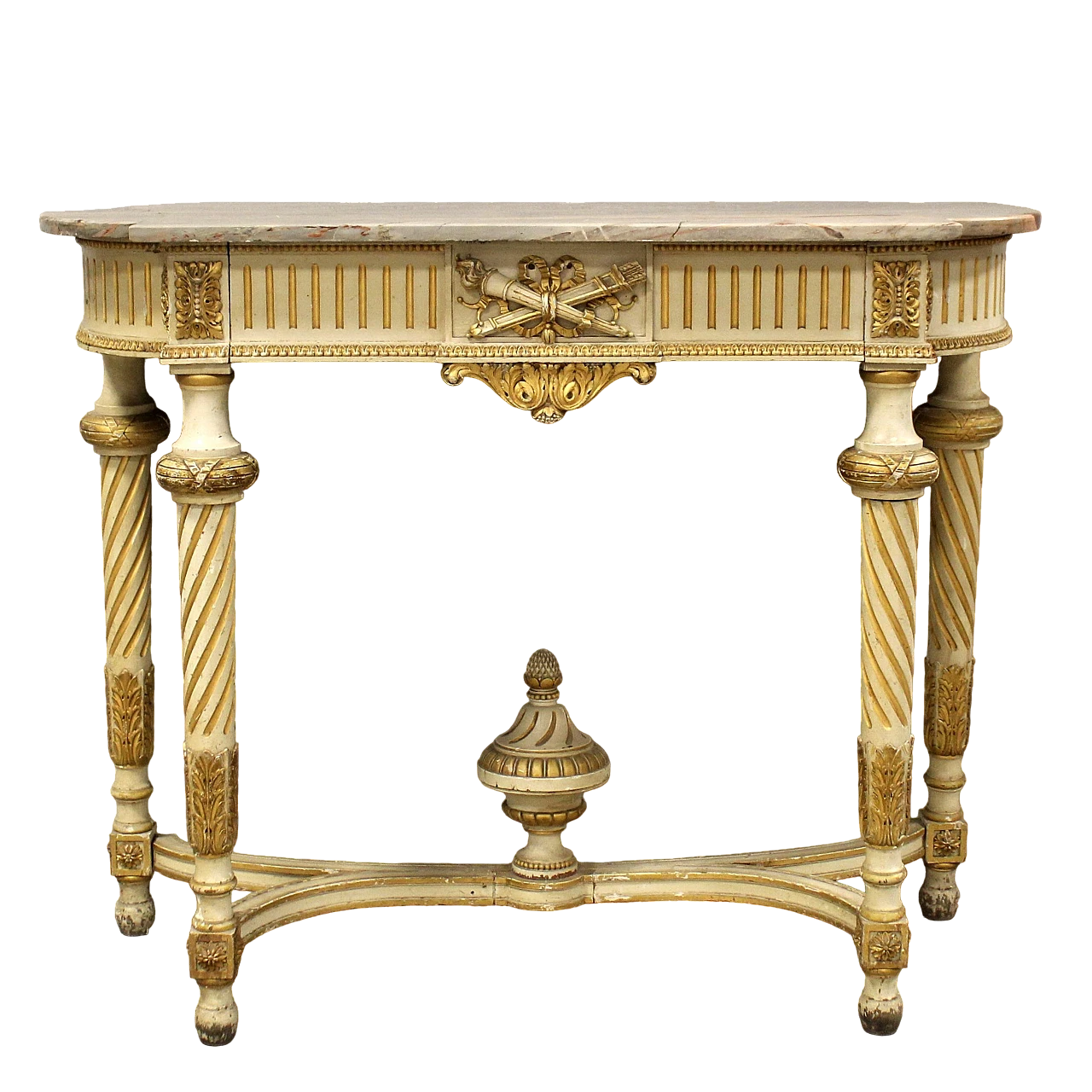 Louis XVI style lacquered wood and marble console, late 19th century 2