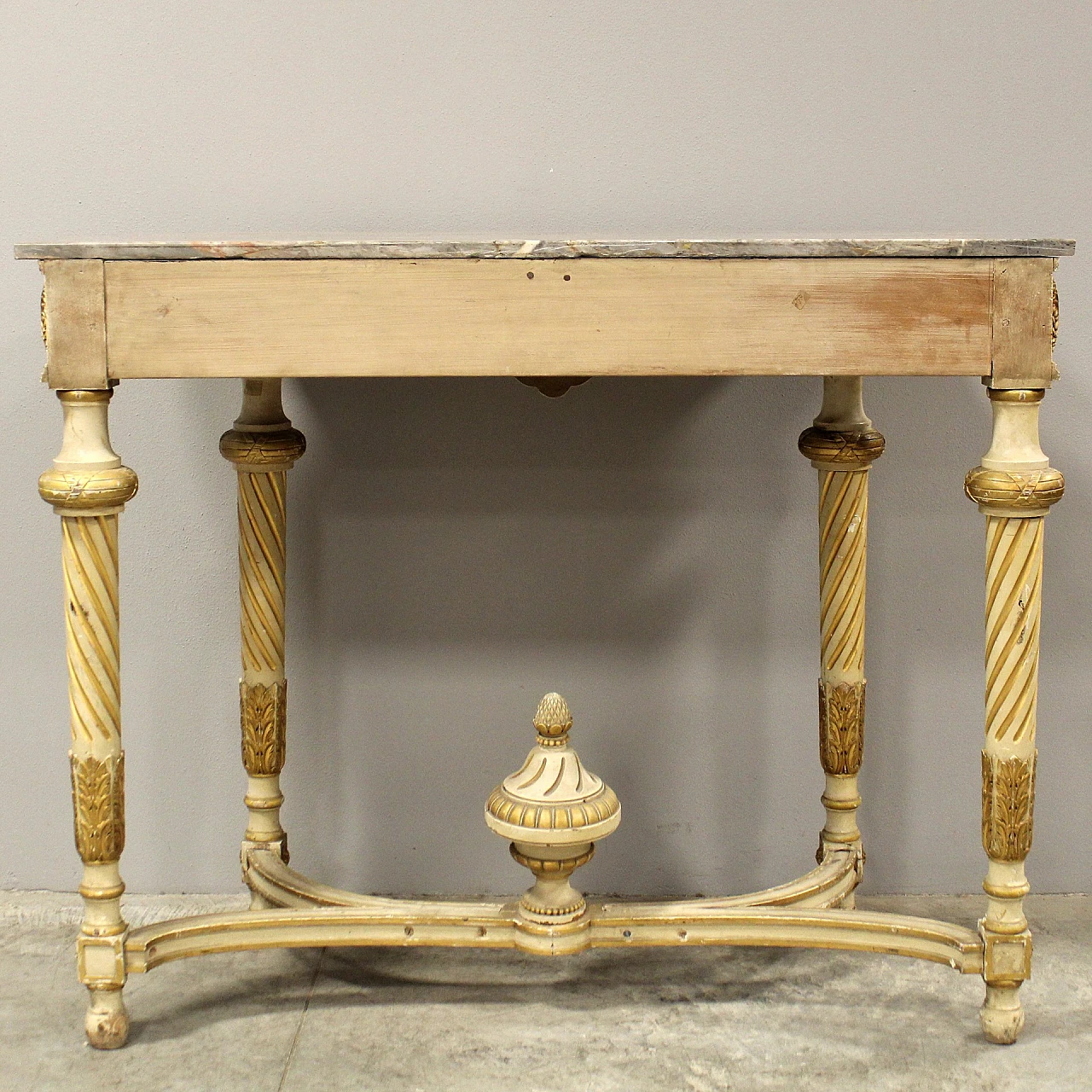 Louis XVI style lacquered wood and marble console, late 19th century 6