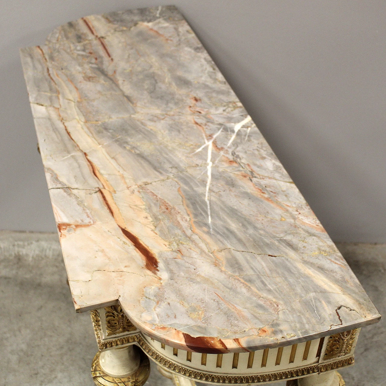 Louis XVI style lacquered wood and marble console, late 19th century 9