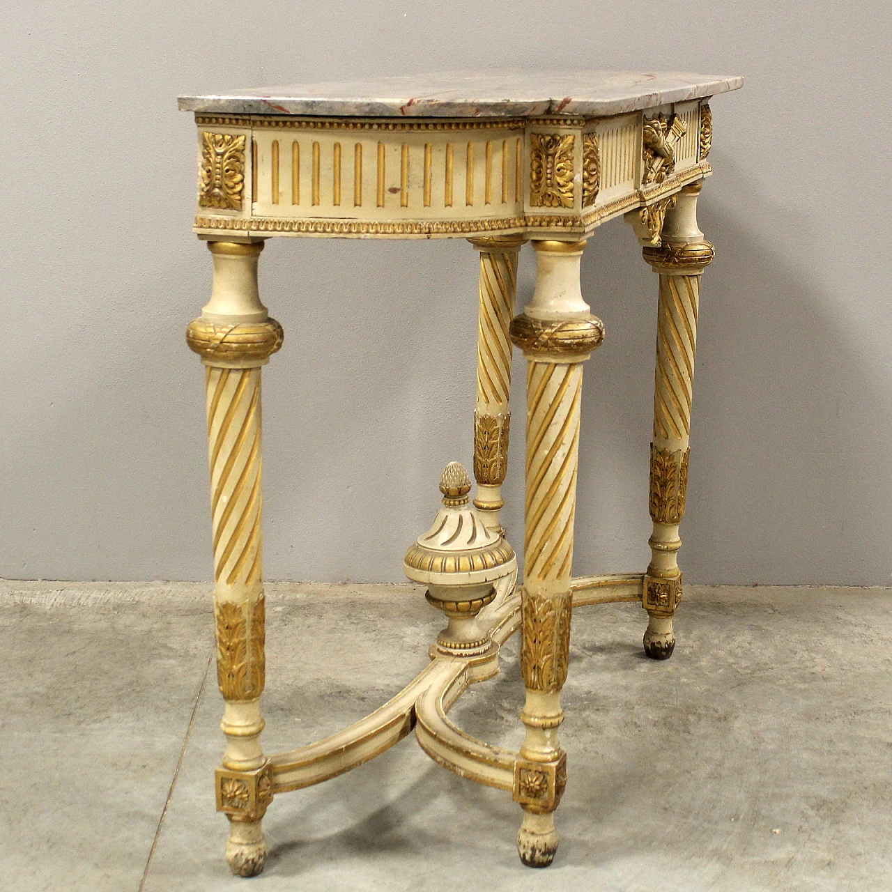 Louis XVI style lacquered wood and marble console, late 19th century 11