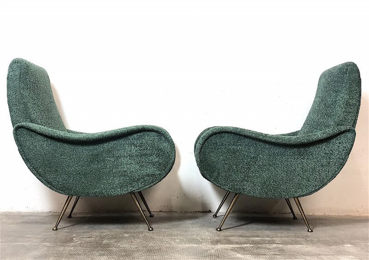 Pair of Lady armchairs attributed to M. Zanuso, 1950s 6