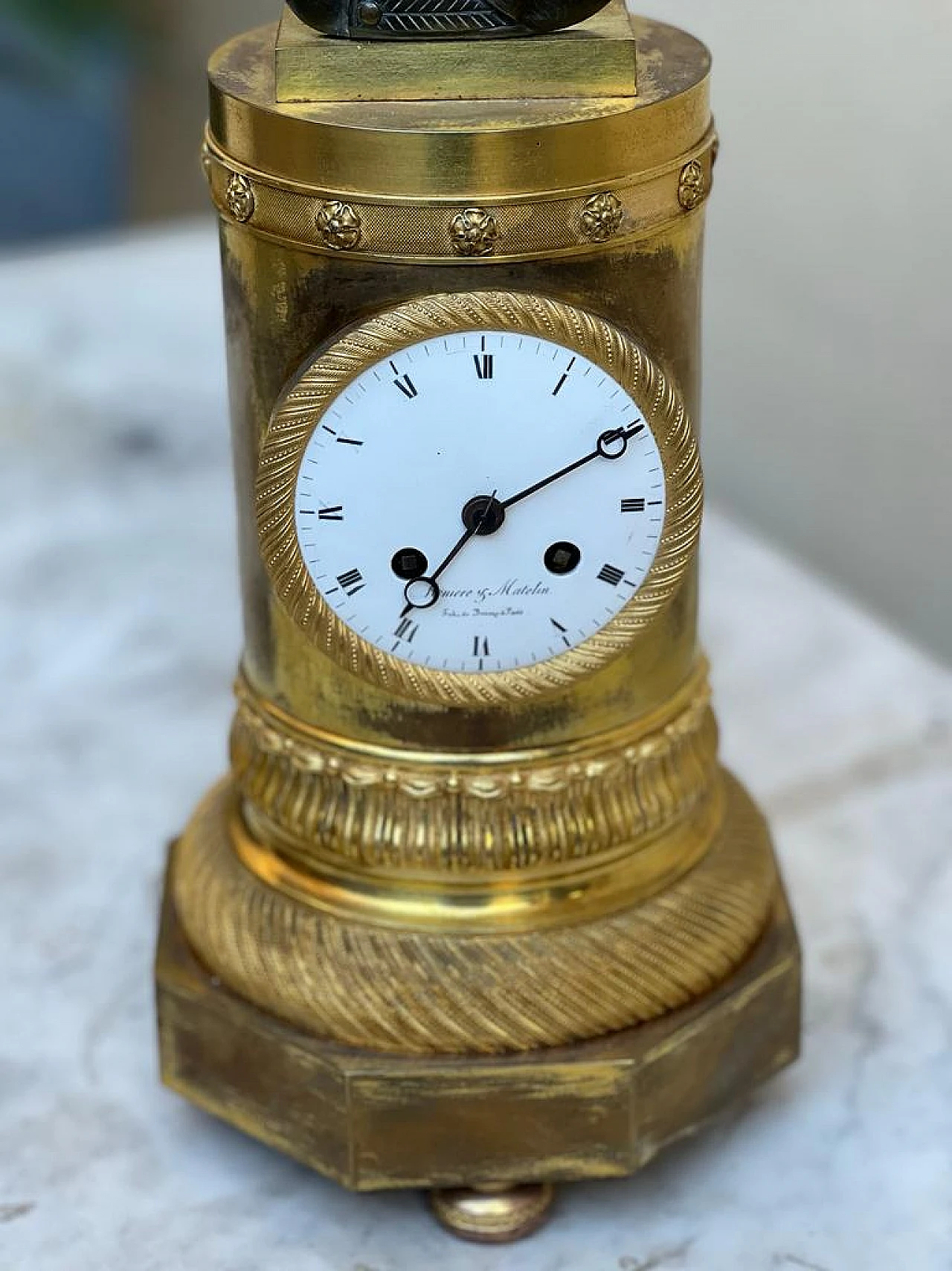 Clock in gilt bronze and bronze bust, 19th century 8