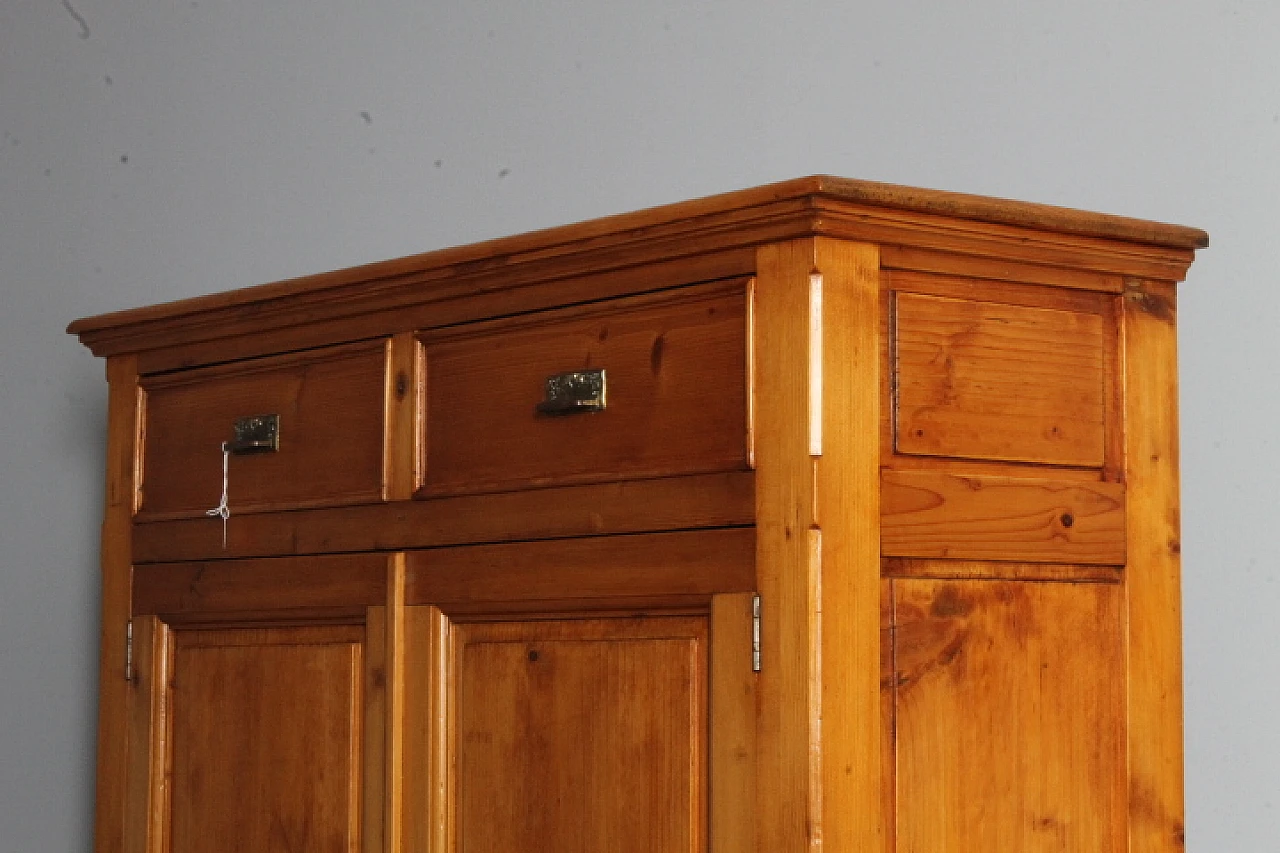 Wooden cupboard with drawers & hinged doors, 19th century 12