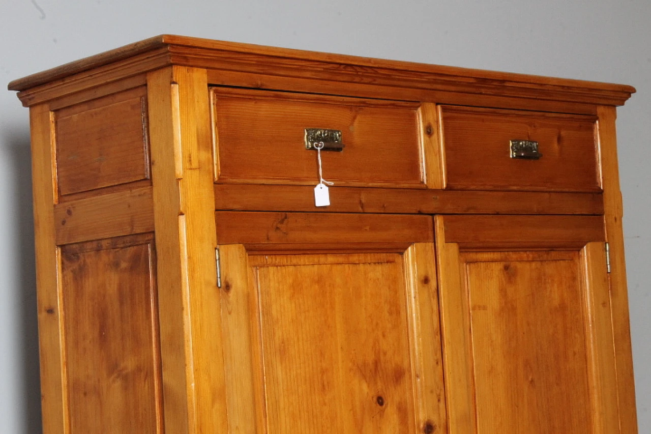 Wooden cupboard with drawers & hinged doors, 19th century 14