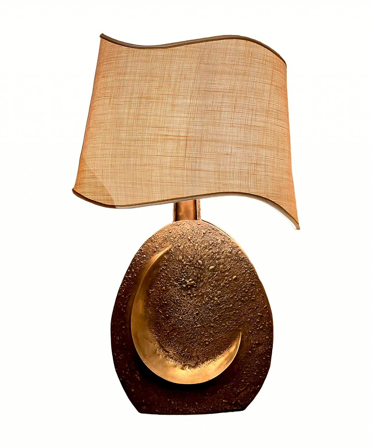 Table lamp with bronze base and fabric lampshade by Pragos, 1960s 9